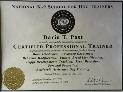 National K9 Certificate